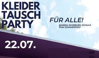 Teaserbild mit Ankündigungstext für die Kleidertauschparty am 22.07.