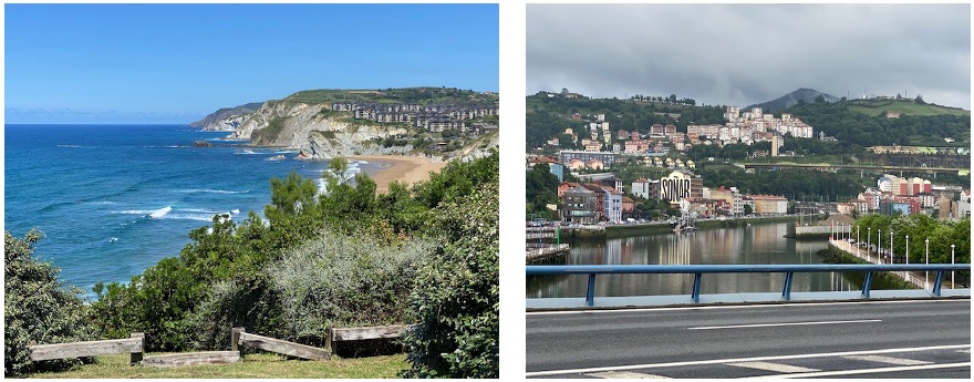Collage der Kontraste: Bilboas Küste im Sonnenschein, Bilbao-Skyline im „Sirimi“